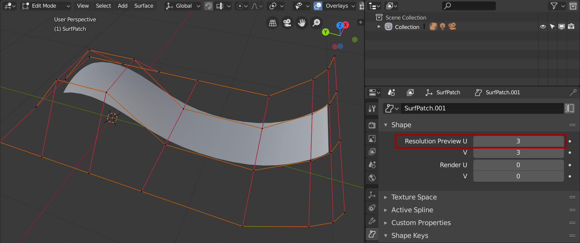 Non-Uniform Rational B(asis)-Spline (NURBS) Surface in Blender